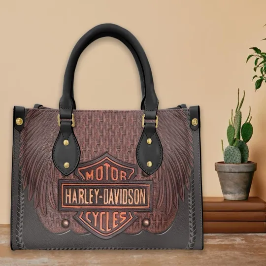 Discover Harley Motor Davidsonn Racing Leather Handbag Biker Gift