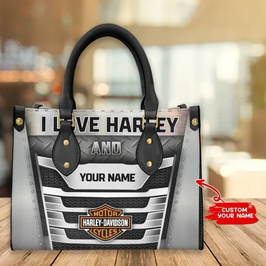 Discover Personalized Harley Motor Davidsonn Racing Leather Handbag Biker Gift