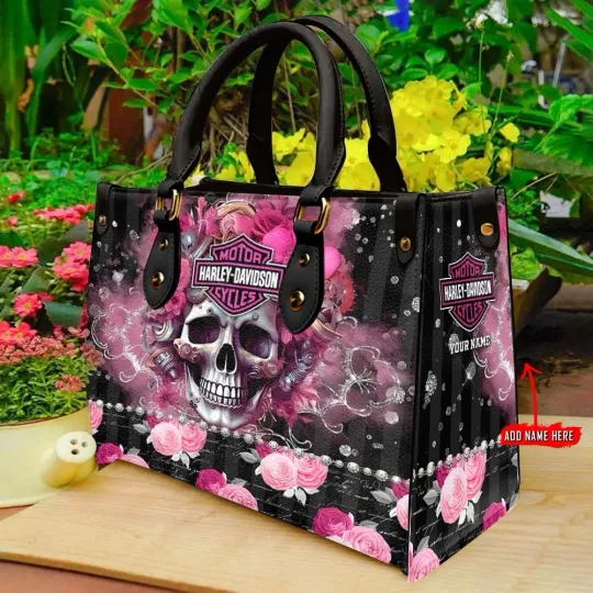 Discover Personalized Harley Motor Davidsonn Racing Leather Handbag Biker Gift