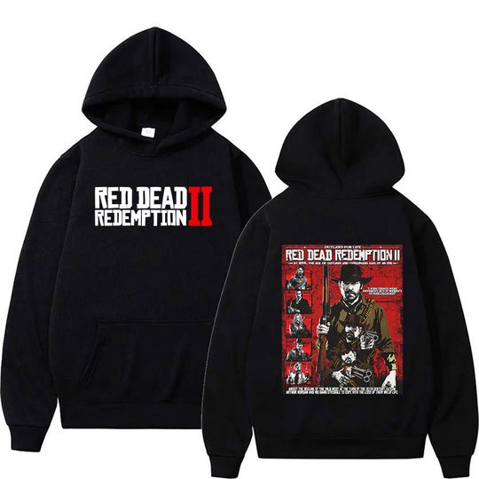 Hot Game Red Dead Redemption 2 Hoodie Men's Gothic Cosplay Oversized Sweatshirt Fleece Pullover Fashion Hooded Loose Streetwear