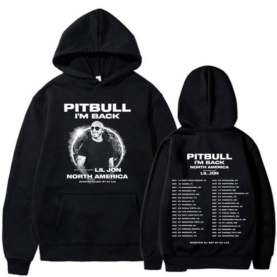 Discover Rapper Pitbull I'm Back Tour 2026 Hoodies North America Concert Men's Women Clothing Sweatshirts Fashion Long Sleeve Pullovers