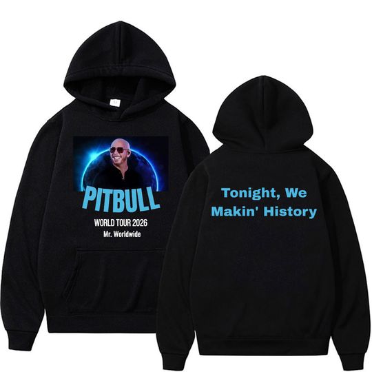 Discover Pitbull 2026 World Tour I'm Back North America Hoodies Men Clothing Hip Hop High Street Sweatshirt Fashion Casual Cozy Pullovers