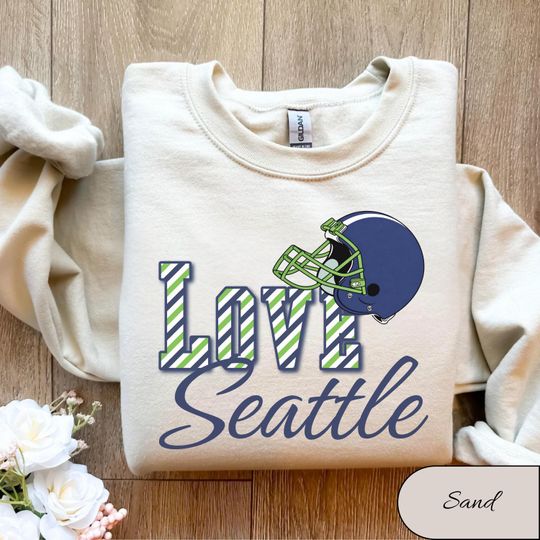 Discover Love Seattle Football Sweatshirt  Game Day Front & Back Print Sweater