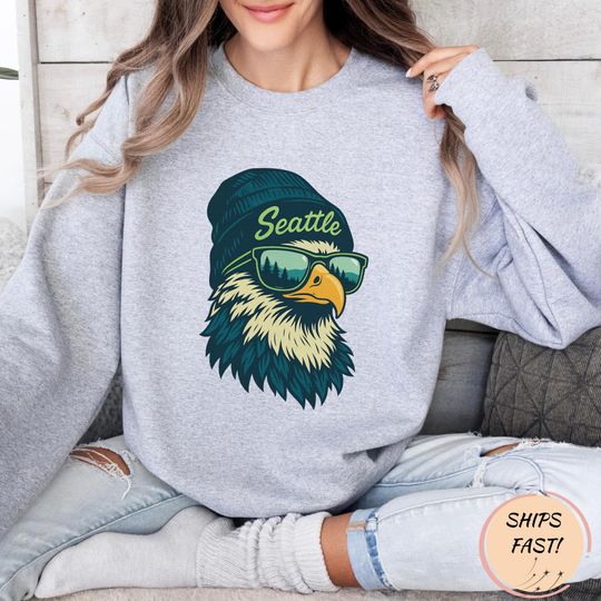 Discover Seattle Football Mascot Sweatshirt, Seattle Seahawk Football Crewneck Sweatshirt, Seahawk Fan Gift