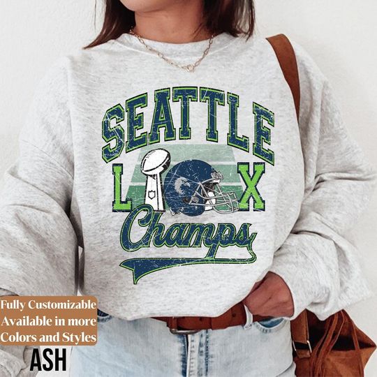 Discover Vintage Seattle Seahawks Sweatshirt, Seahawks Champs Crewneck, Seattle Football Fan Sweatshirt