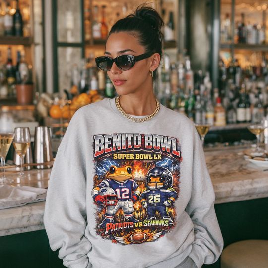 Discover Benito Bowl 90s Retro Super Bowl LX Sweatshirt | Patriots vs Seahawks
