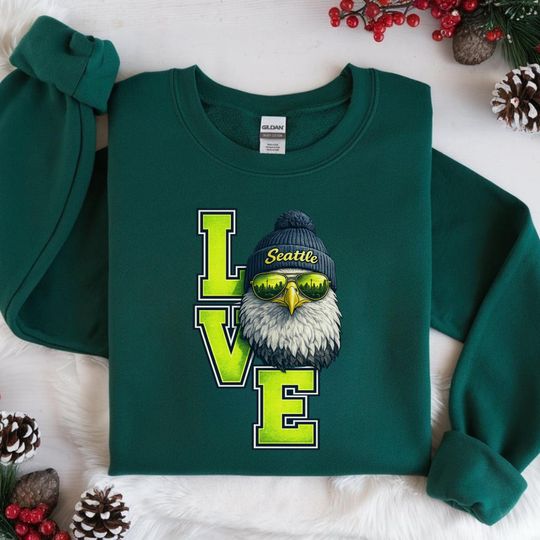 Discover Seattle Football Love Sweatshirt: Game Day Seahawk Fan, Seahawk Support Mascot Crewneck