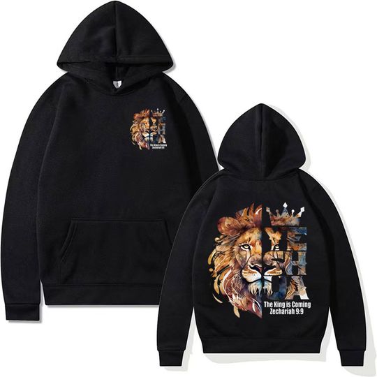 Discover Lion Yeshua Crown Christian Apparel Hoodies Bible Verse Harajuku Aesthetic Sweatshirts Men Women Gothic Casual Hoodie Streetwear