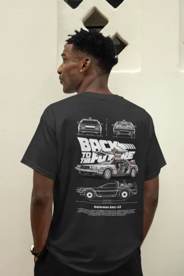 Discover DeLorean DMC-12 Fan Art T-Shirt Time Machine Retro Car Graphic Unisex Tee