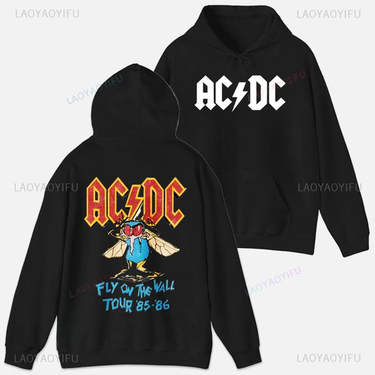 Discover AC-DC Funny Streetwear Printed Unisex Hoodie Plain Clothes Tops Men Long Sleeve Graphic Sweatshirt Quality Clothing Autumn Custom