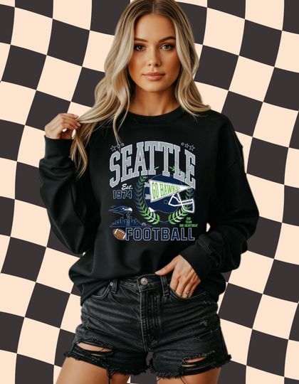 Discover Vintage Seattle Seahawks Sweatshirt | Collegiate Football Crewneck