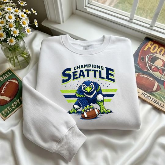 Discover Seattle Football Sweatshirt, Vintage Seattle Champions Crewneck, Retro Graphic Shirt