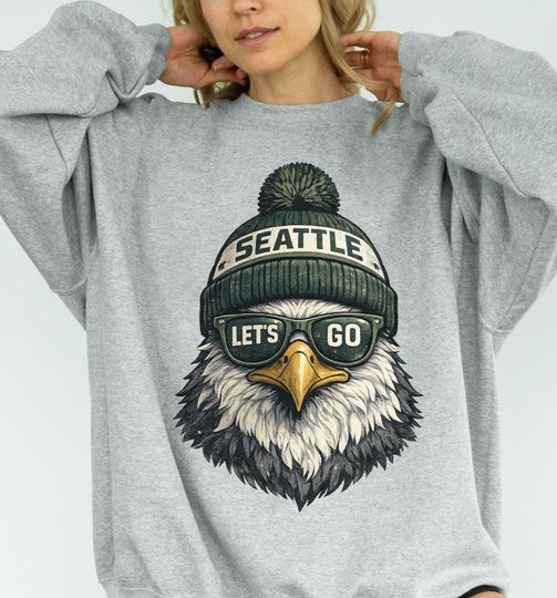 Discover Seattle Football Vintage Eagle Sweatshirt  Retro Northwest Sports Fan Sweater