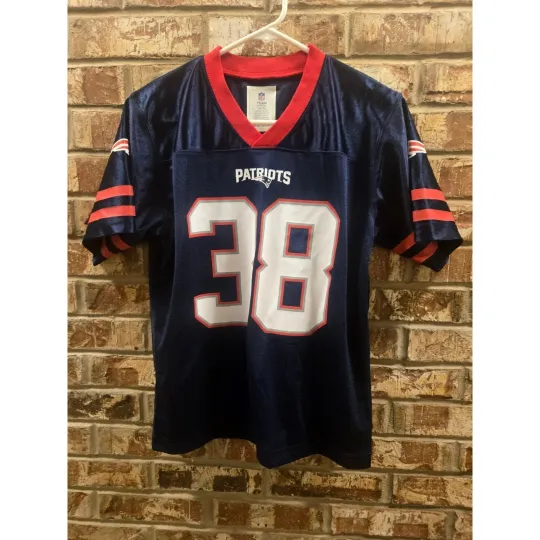 Discover Youth Large 12 14 football New England Patriots Football Jersey 38 Stevenson
