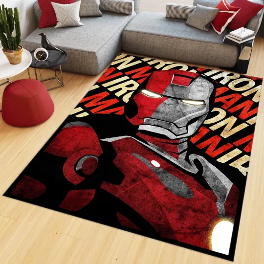 Discover Iron Man Kids Room Rug, Modern Boys Carpet for Home Decor