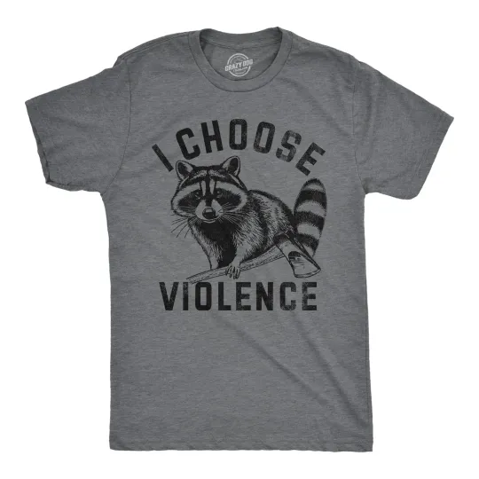Discover Mens Funny T Shirts I Choose Violence Sarcastic Raccoon Graphic Novelty Tee for