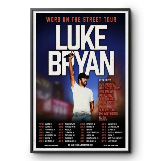 Woro On The Street Tour 2026 Luke Bryan Vertical Poster