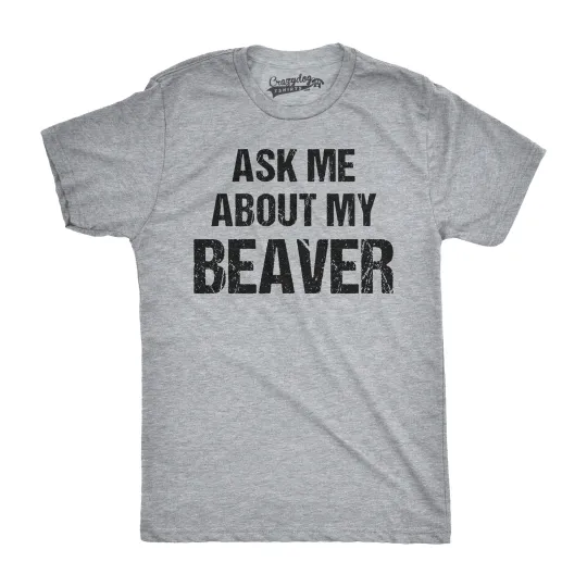 Discover Mens Ask Me About My Beaver Funny Cool Animal Flip Up T shirt
