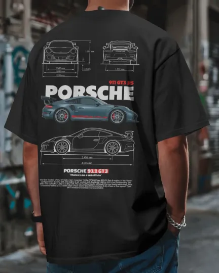 Discover GT3 RS Fan Art T‑Shirt Porsche 911 Racing Car Graphic Unisex Tee