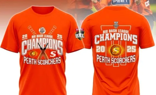 Discover Perthh Scorcher1 2025 Big Bash League Champions 3D T-Shirt Fullsize Xs-5Xl