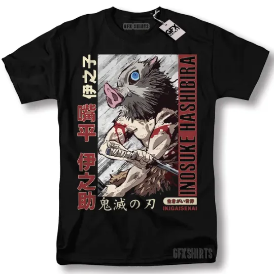 Discover Inosuke demon Anime Manga tanjiror neko Hashira Kimetsu no Yaiba T-Shirt