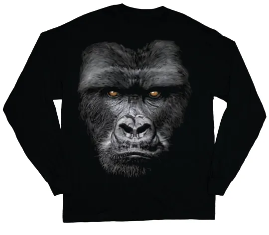 Discover Long sleeve t-shirt for men Gorilla wildlife nature animal design mens black tee