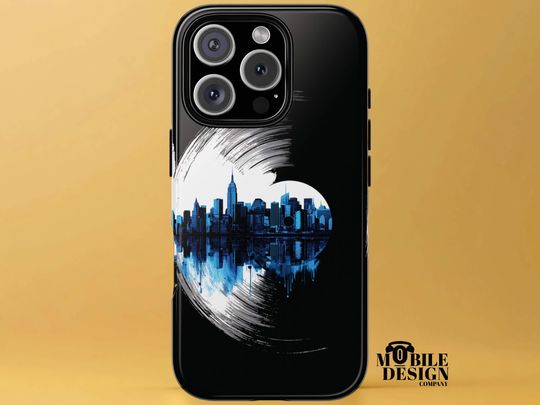 Discover Record & New York City Skyline Inspired Phone Case, Music Lovers Case for iPhone, Samsung Galaxy, Pixel