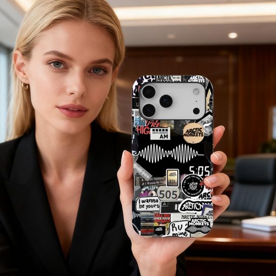 Arctic Monkeys AM Phone Case, Indie Rock Collage iPhone Case, Dark Aesthetic Case, Retro Music Case, iPhone 17 16 15 14 13 12, Samsung S25