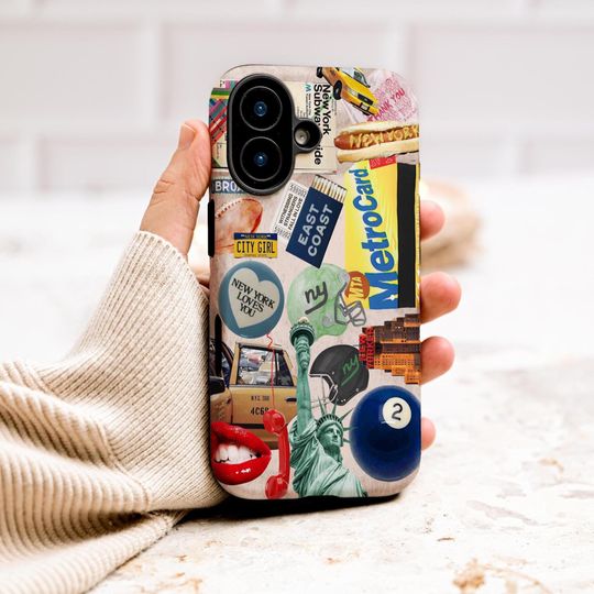 New York Collage Phone Case iPhone 17 16 Pro Gift for Girlfriends Google Pixel 9 8 7 6+ Samsung Galaxy S24 S23 S22 S21+ iPhone 15 14 13+