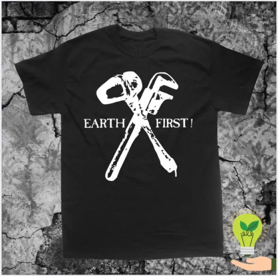 Discover Earth First T Shirt - Liberation Front Rights Animal Human ELF Al Anarchy Vegan