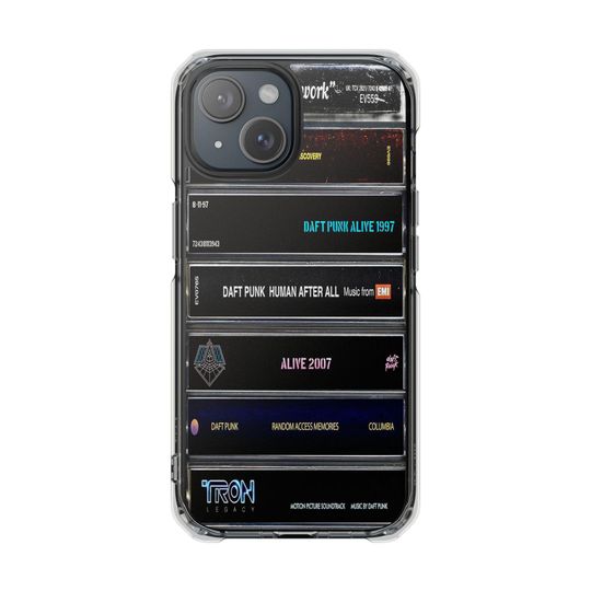 Daft Punk Cassette Tape Magsafe Magnetic Clear Impact Phone Cases for Iphone 17 Samsung