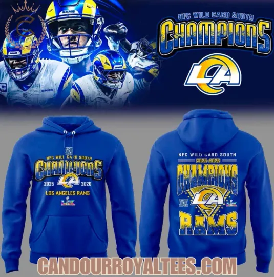 Discover Los Angeles Rams Nfc Wild Card South Champions 2025-2026 Unisex Hoodie