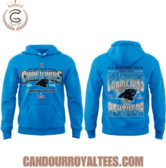 Discover Carolina Panther Nfc Wild Card South Champions 2025-2026 Hoodie