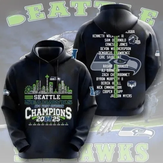 Discover Seahawks 2025 NFC Conference West Division Champions Hoodie
