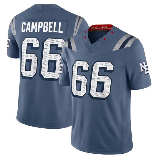 Discover Men's Will Campbell New England Jersey,Storm Blue 2025 Rivalries Collection,Game Limited Stitched Shirt