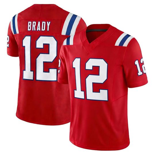 Discover Men's Tom Brady New England Football Jersey Red Game Limited Shirt