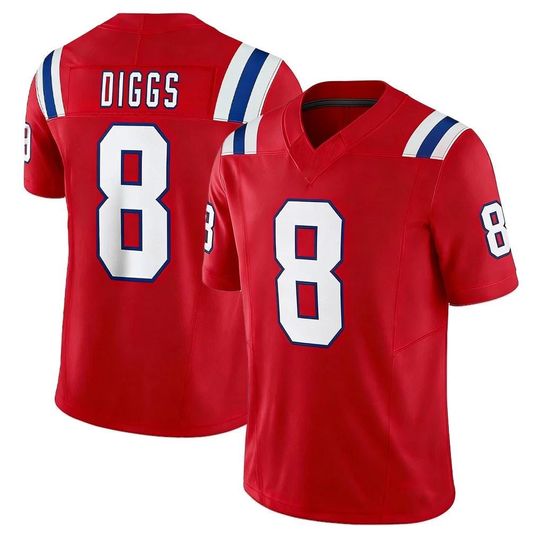 Discover Men's Stefon Diggs New England Jersey Red Game Limited  Shirt