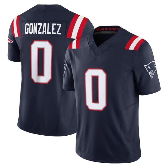 Discover Men's Christian Gonzalez New England Jersey Navy Game Limited Shirt