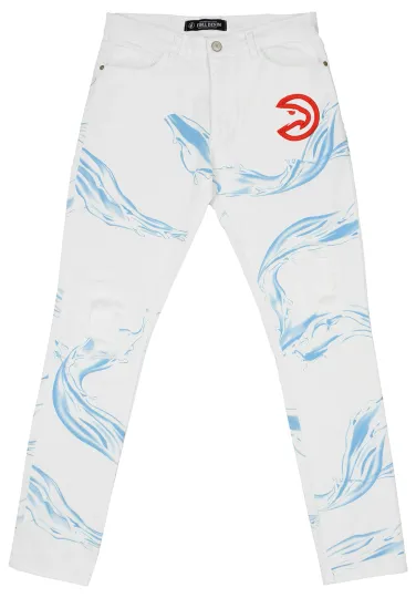 FISLL NBA Men's Atlanta Hawks Distressed Denim Jeans