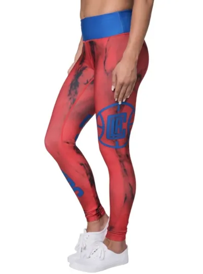 LA Clippers Women's Marble Wordmark Leggings - Blue