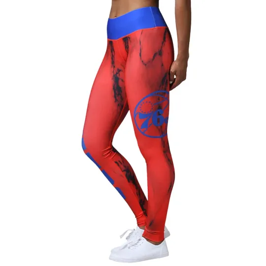 Discover Women's Philadelphia 76ers Royal Marble Wordmark Leggings [B50]