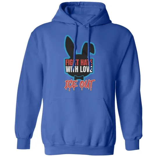 Discover Fight Hate With Love - Bunny Ice Out Protest Unisex Hooded Sweatshirt