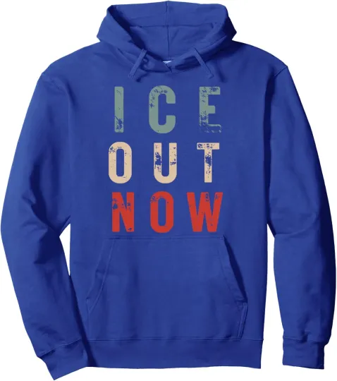 Discover Ice Out Now Protest Statement Vintage Letters Unisex Hoodie
