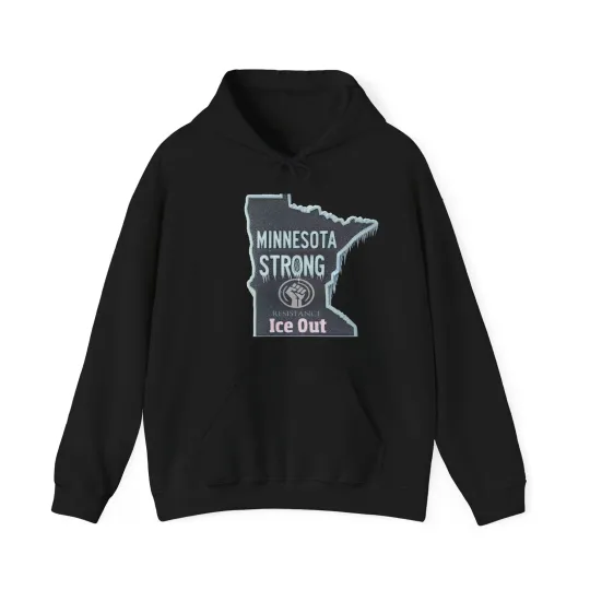 Discover Unisex Heavy Blend Gildan Hoodie with Minnesota Strong and Ice Out Graphics