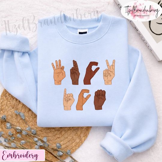 Discover F*ck Ice ASL Embroidered Sweatshirt, Abolish Ice Sign Language Hoodie, Political Resistance Activist Gift