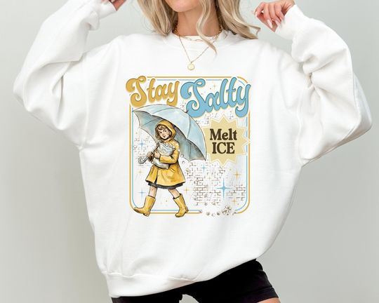 Discover Subtle Anti Ice Stay Salty Protest T-Shirt, Keep Ice Out Hoodie, Pro Immigration Clothing, Anti Trump Sweatshirt, Melt Ice Protesting Tee