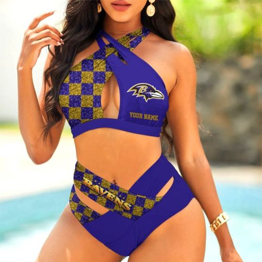 Discover Baltimore Ravens Women’s Crisscross Swimsuit, Gift For Fan