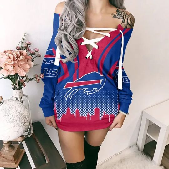Buffalo Bills football Lace-Up Sweatshirt
