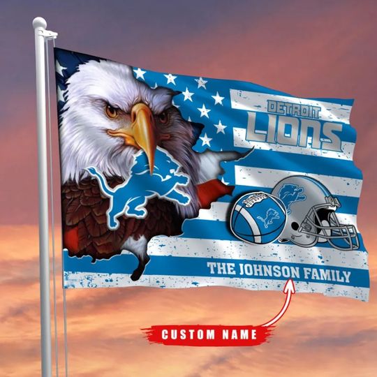 Detroit Lions House Flag -Custom Name
