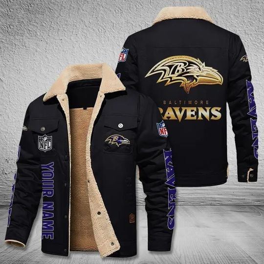 Baltimore Ravens New Personalized Winter Fleece Bomber Jacket